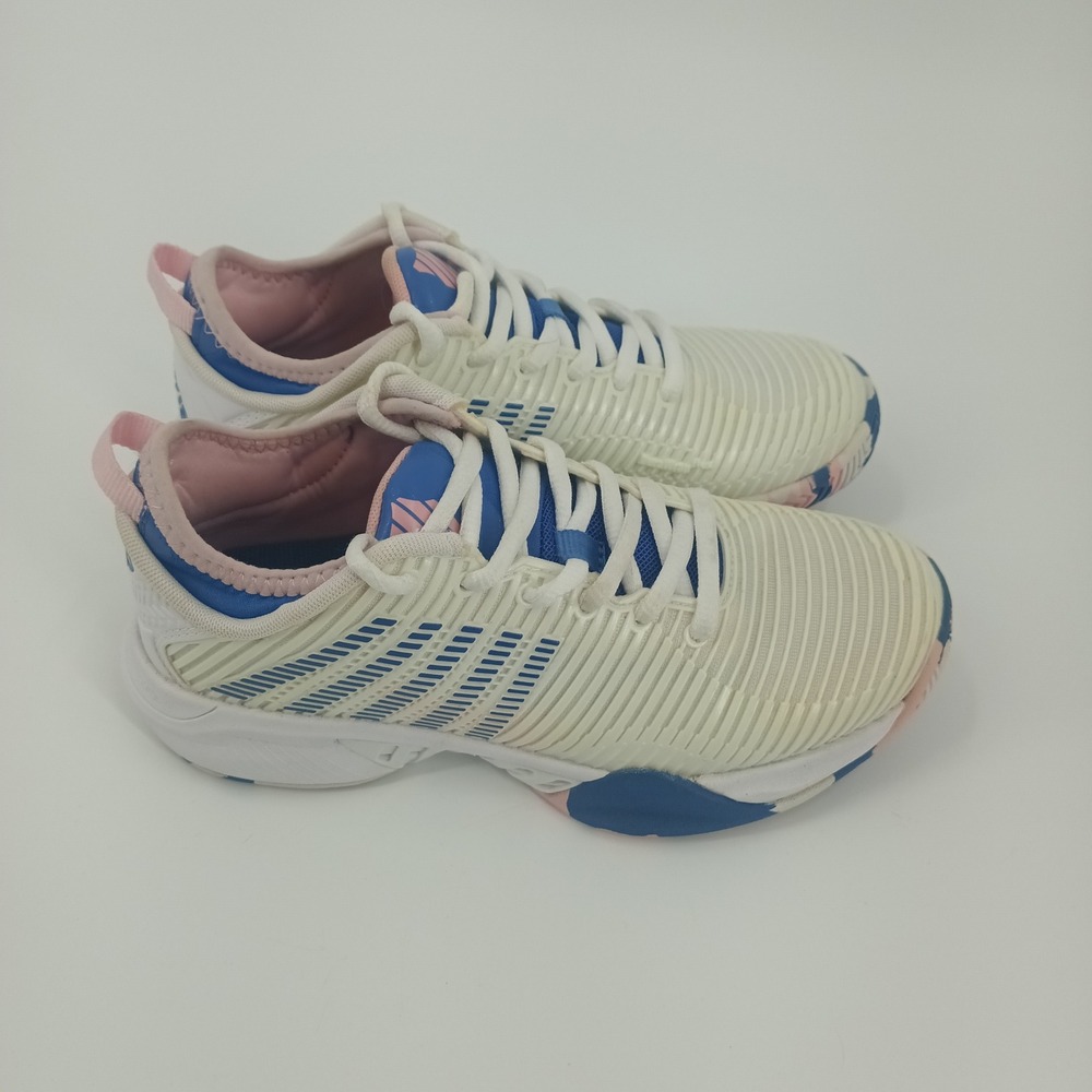K-Swiss Hypercourt Supreme Womens Tennis Shoes White Blue Pink 96615-969-M Sz.6